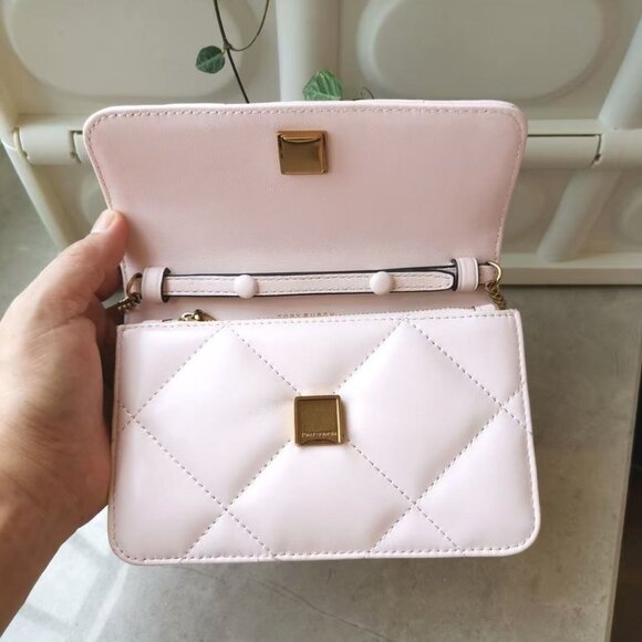 NEW Tory Burch MINI KIRA DIAMOND QUILT TOP-HANDLE CROSSBODY IN PINK Authentic - Picture 8 of 9